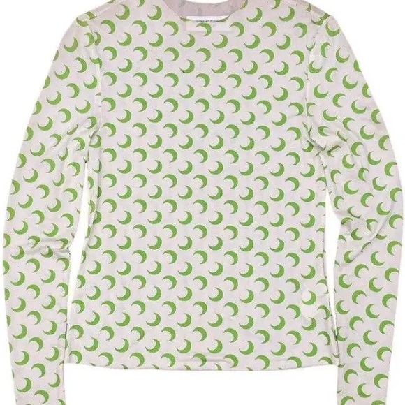Green Crescent Pattern Long Sleeve Top - Dark Green - Picture 1 of 2